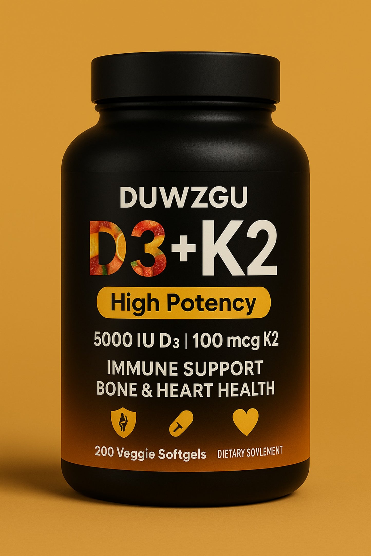 Vitamin D3 and K2 Soft Capsules - 200 Count Supplement