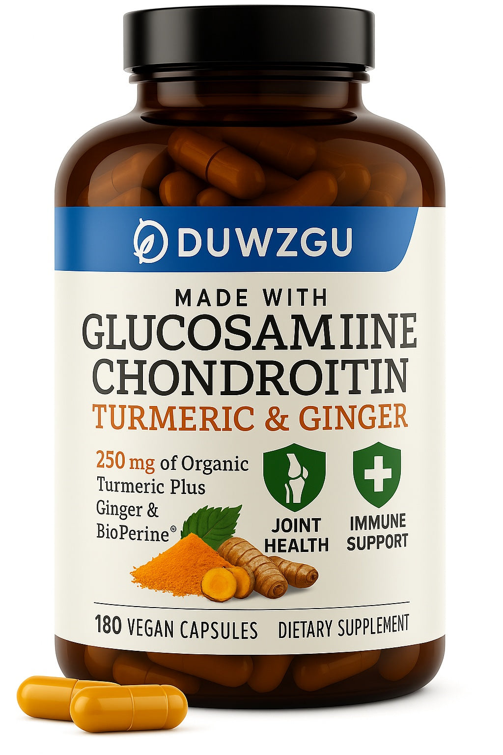 Glucosamine Chondroitin with Ginger Supplement - 180 Tablets