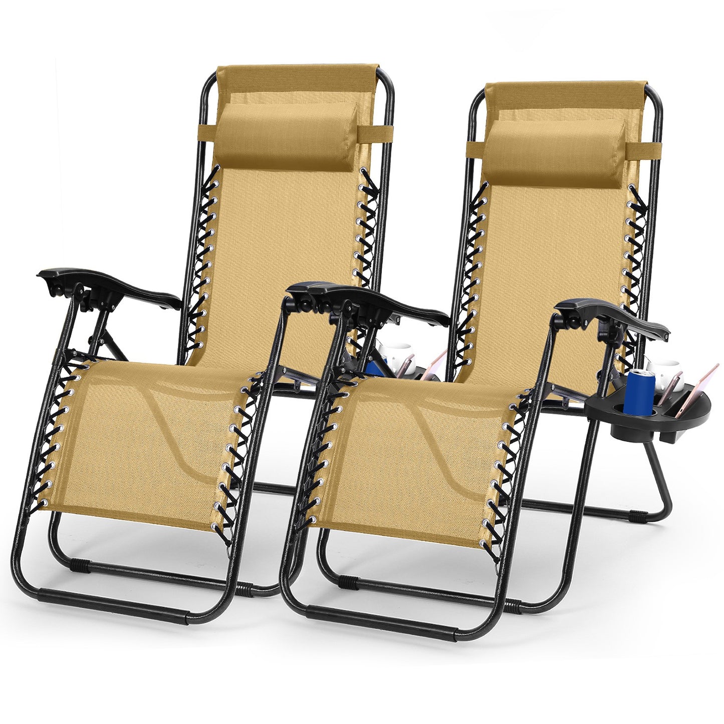 Zero Gravity Lounge Chairs - Adjustable Reclining, 330lbs Capacity, 2-Pack