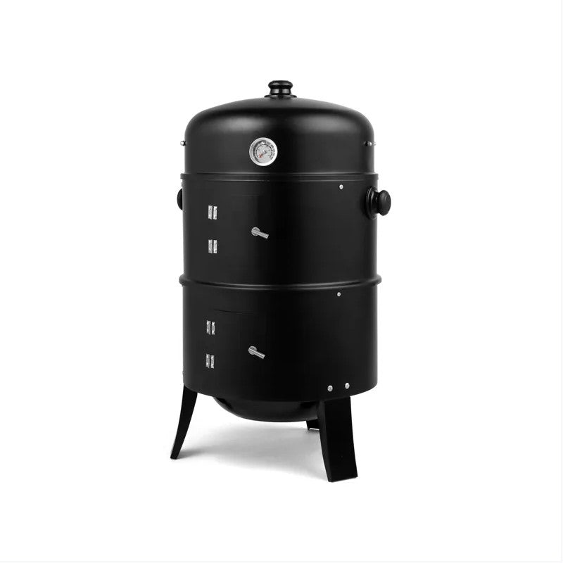 Portable Iron Smoke Grill for Camping - Black