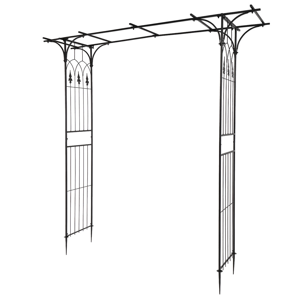 7.1ft Black Wrought Iron Garden Arch Support for Climbing Plants