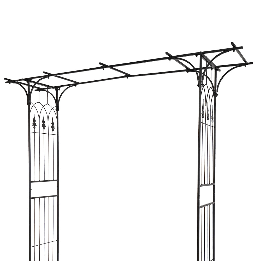 7.1ft Black Wrought Iron Garden Arch Support for Climbing Plants