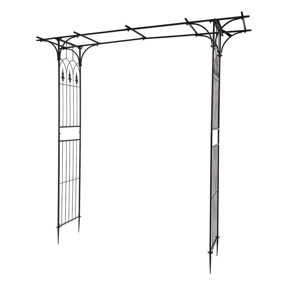 7.1ft Black Wrought Iron Garden Arch Support for Climbing Plants