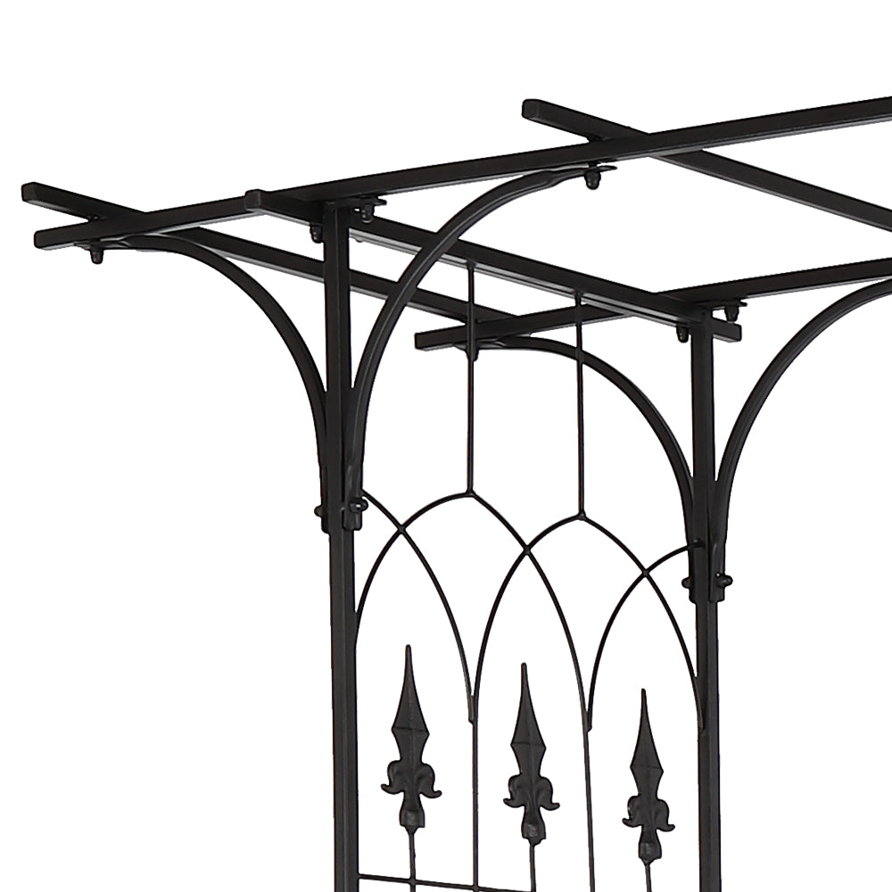 7.1ft Black Wrought Iron Garden Arch Support for Climbing Plants