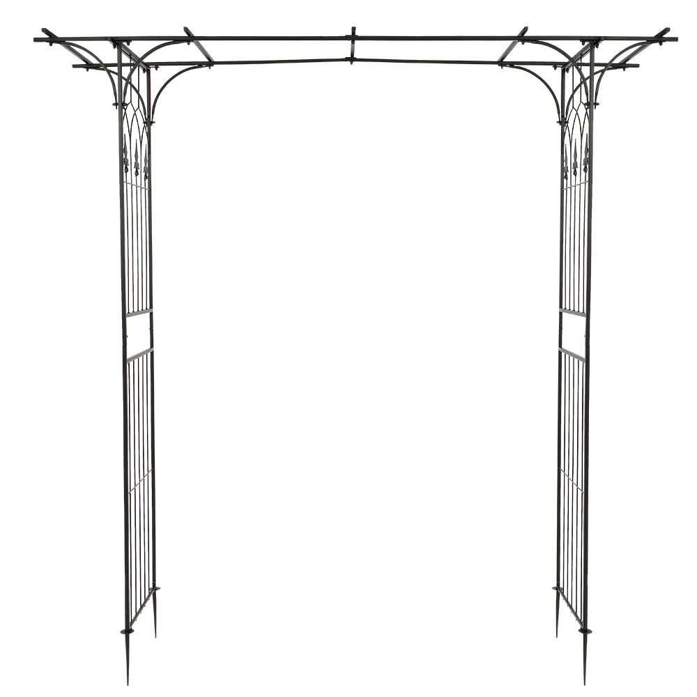 7.1ft Black Wrought Iron Garden Arch Support for Climbing Plants