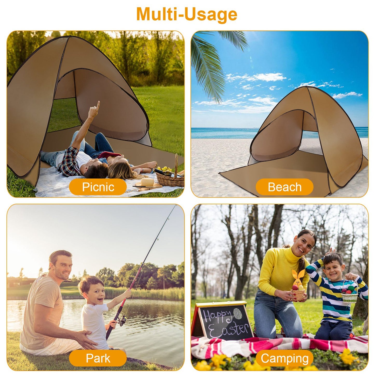 Pop Up Beach Tent for 2-3 Persons - Waterproof & UV Protection