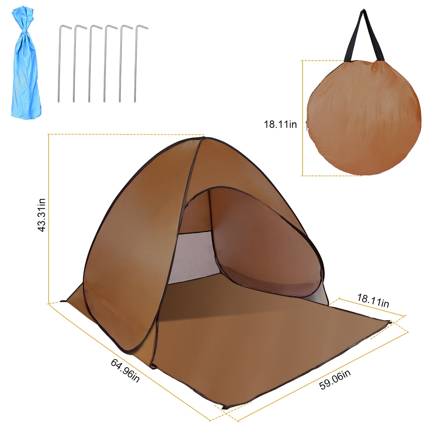 Pop Up Beach Tent for 2-3 Persons - Waterproof & UV Protection