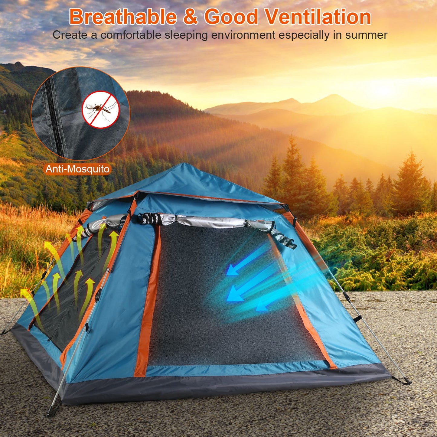 Waterproof 4-5 Person Camping Tent with Mosquito Nets