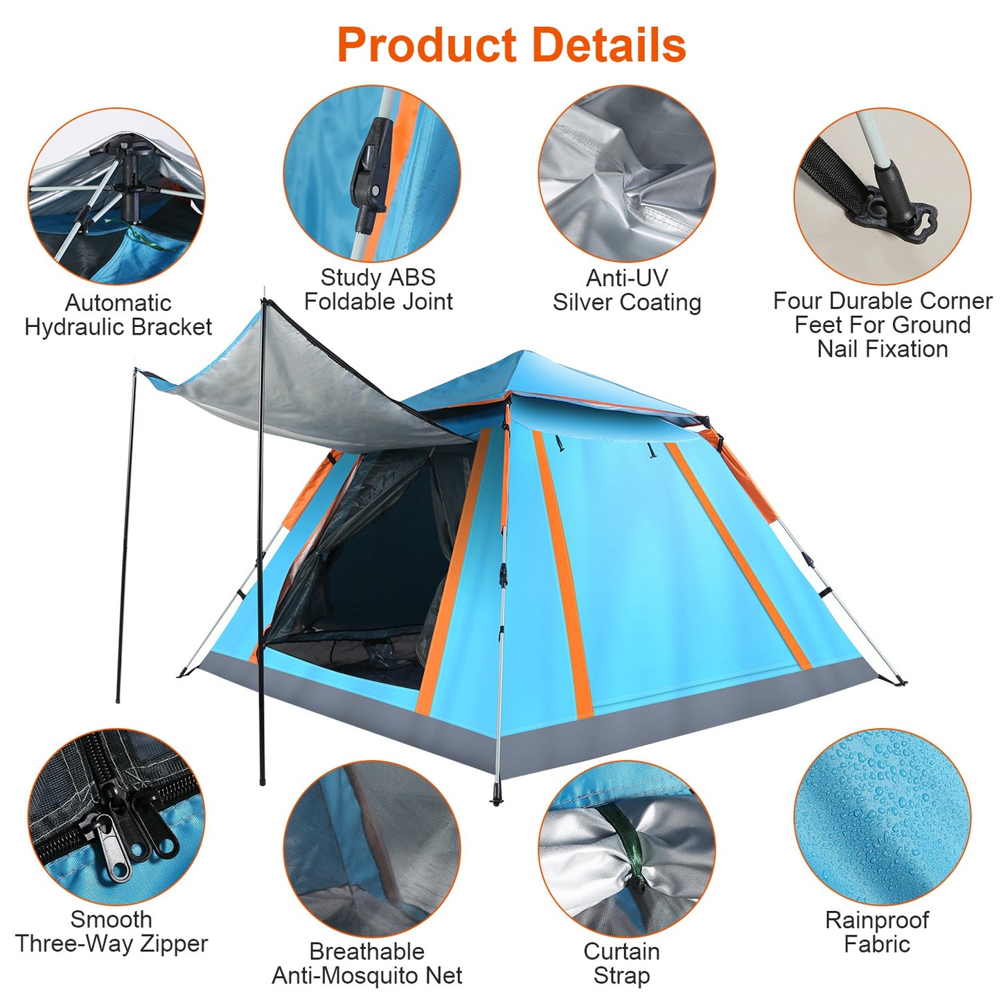 Waterproof 4-5 Person Camping Tent with Mosquito Nets