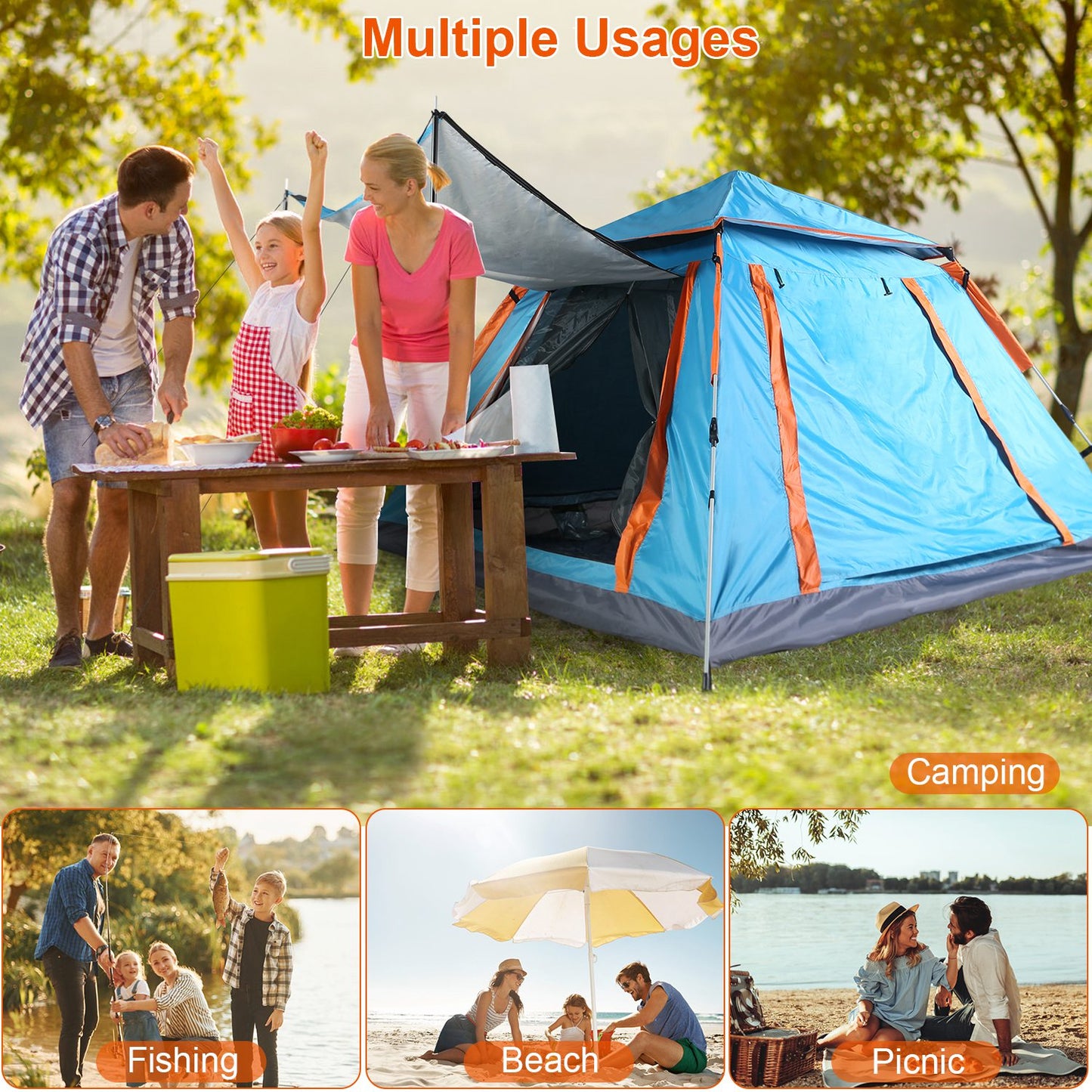 Waterproof 4-5 Person Camping Tent with Mosquito Nets