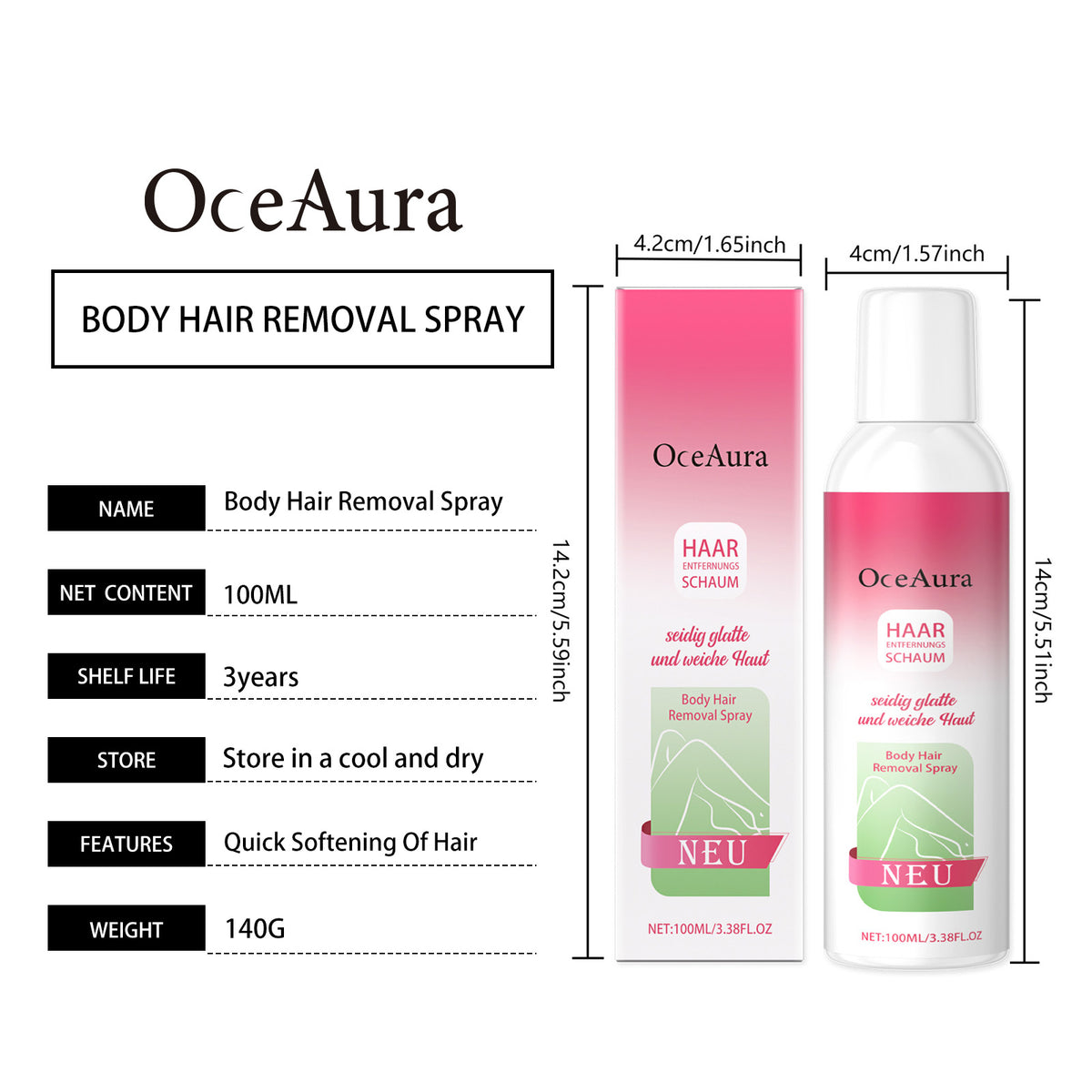 Body Hair Removal Spray - 100ml