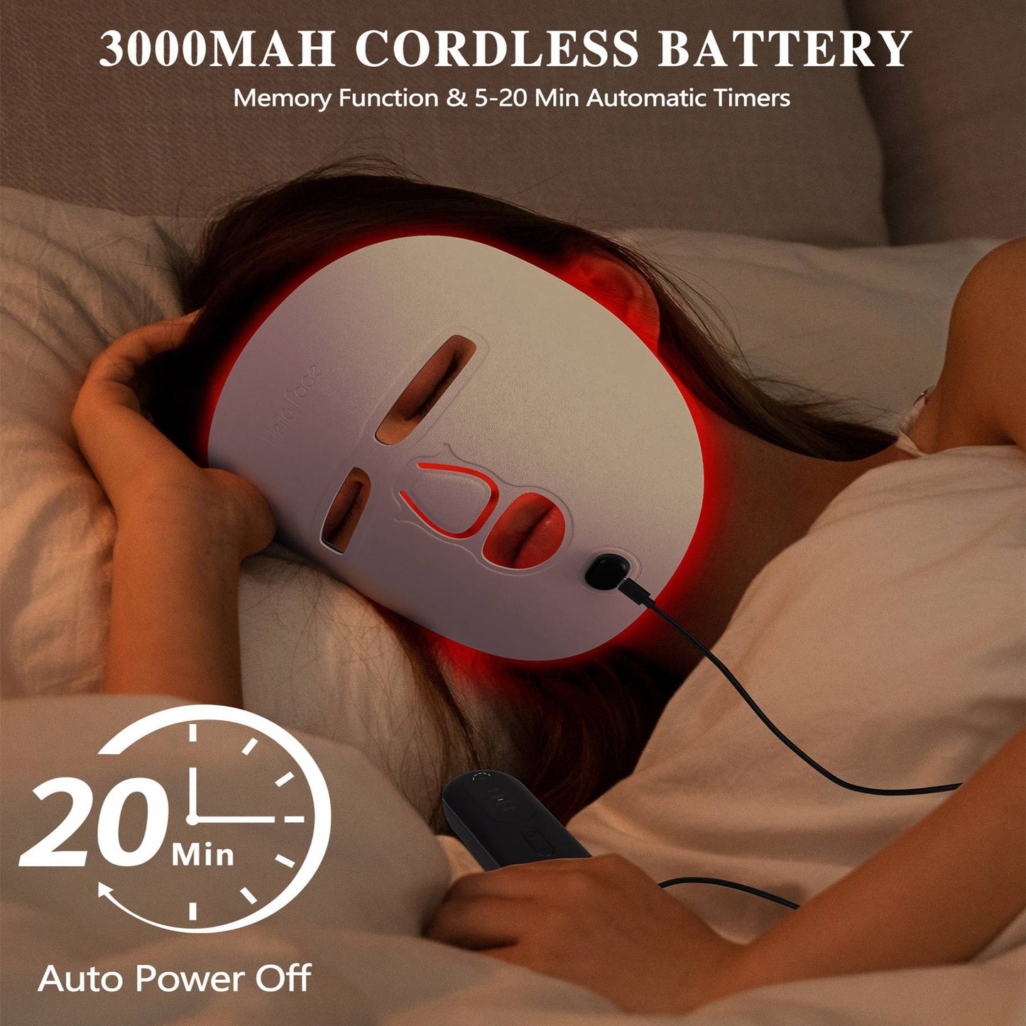 LED Light Therapy Face Mask - 3-Mode Red & Blue Light Skin Care Tool