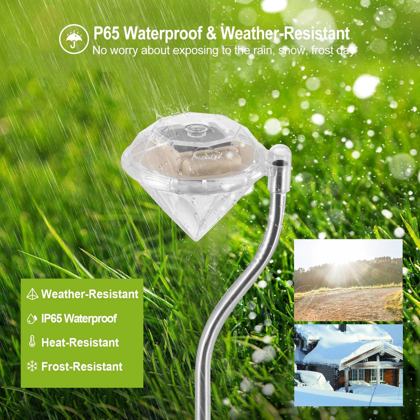 4-Pack Solar Garden Stake Lights with 7-Color Changing LED Waterproof Pathway Lamps