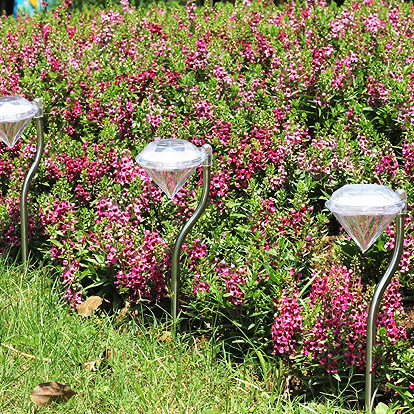 4-Pack Solar Garden Stake Lights with 7-Color Changing LED Waterproof Pathway Lamps
