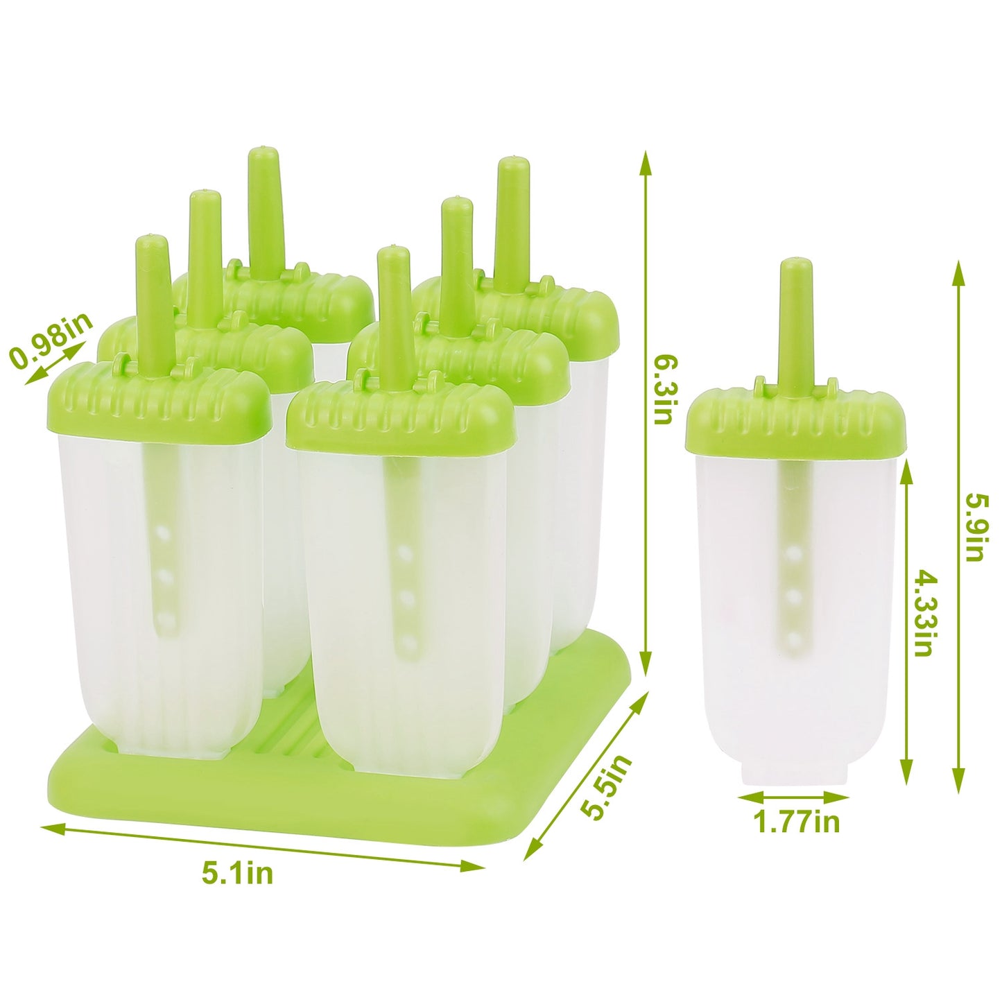 Reusable 6-Cavity Popsicle Molds for Homemade Ice Snacks