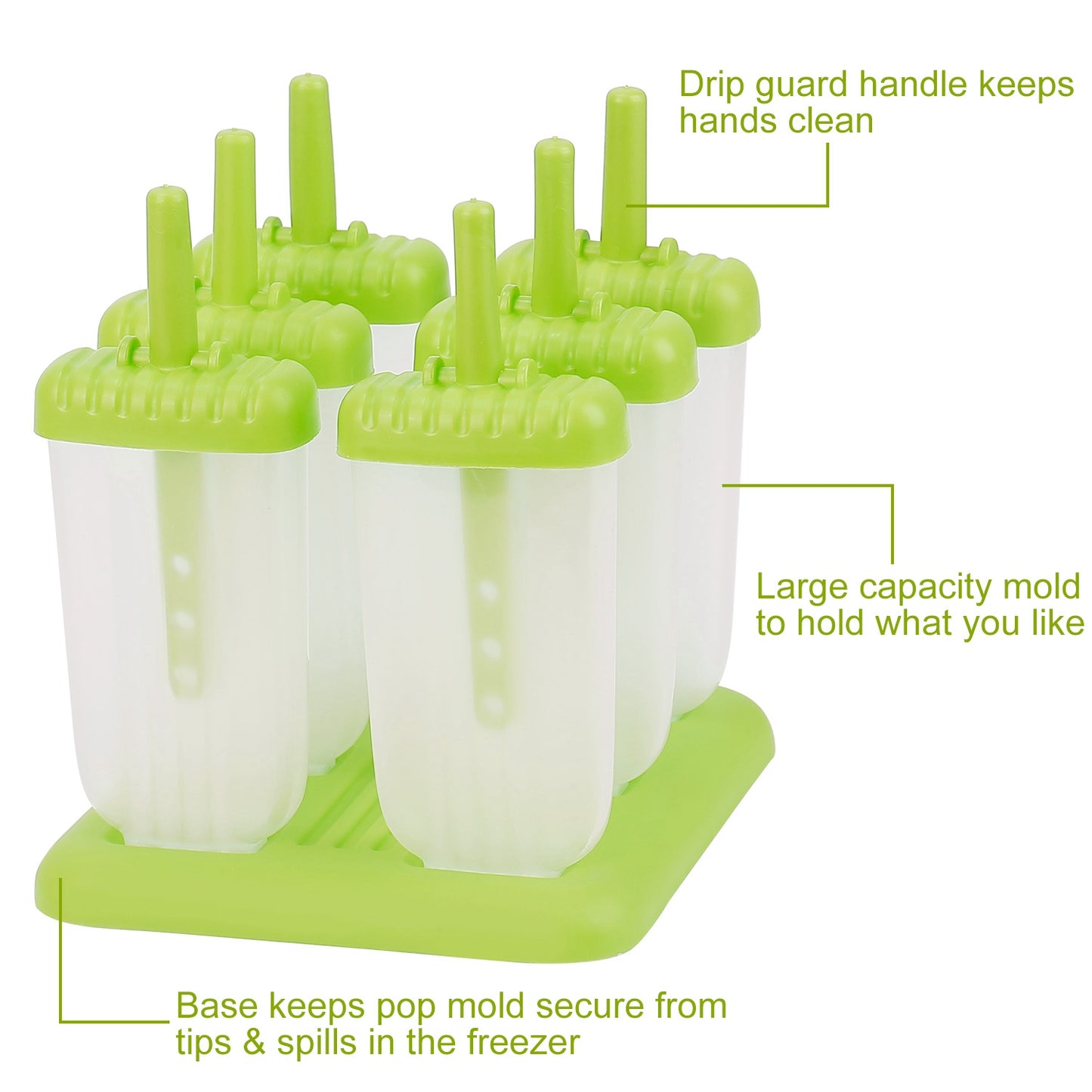 Reusable 6-Cavity Popsicle Molds for Homemade Ice Snacks
