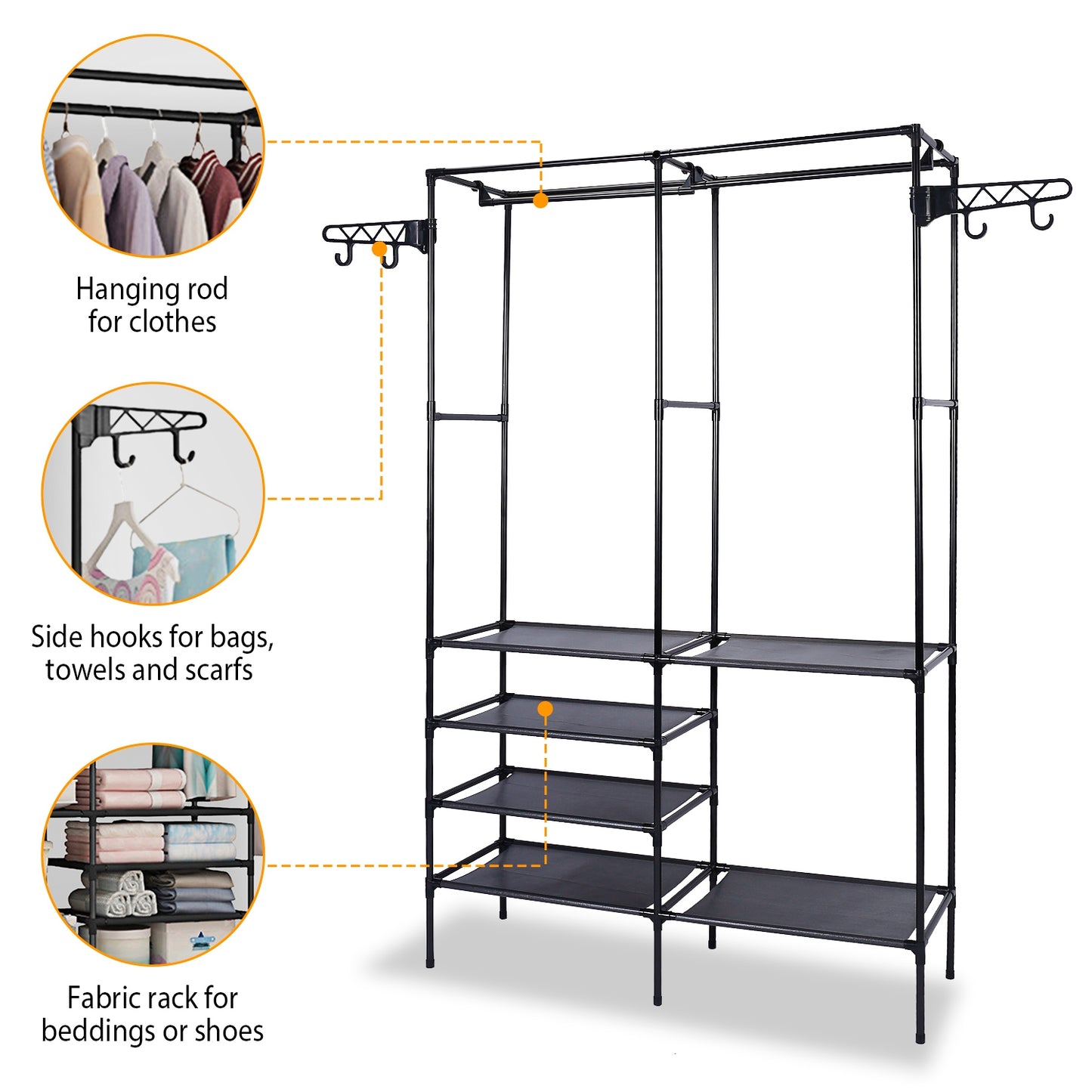 1Pc Metal Garment Rack Shoe Clothing Organizer Shelves Freestanding
