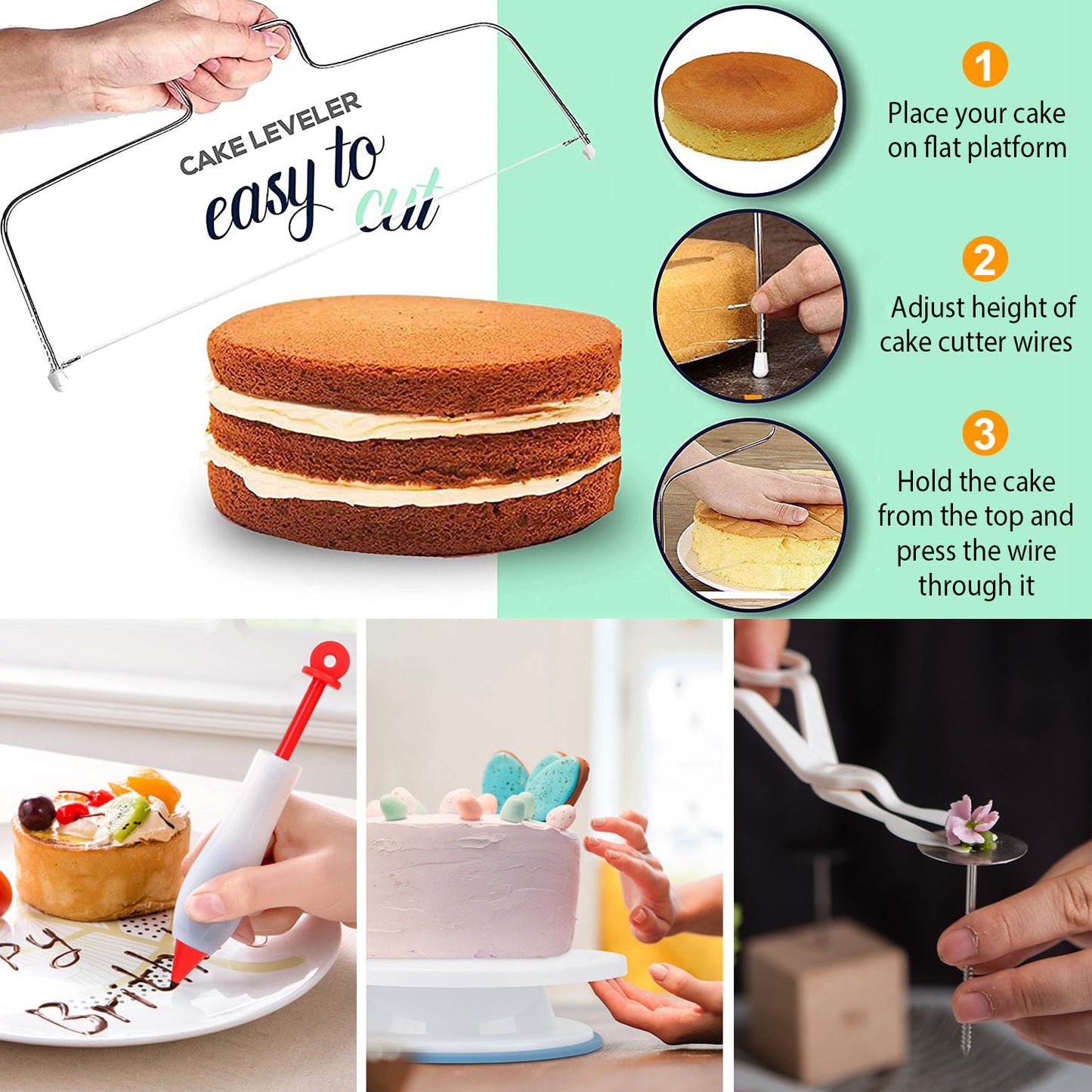 11-Inch Rotating Cake Turntable with 108-Piece Decorating Kit