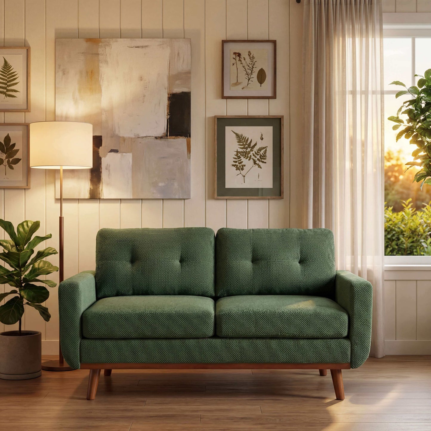 65-Inch Modern Minimalist Two-Seater Sofa - Dark Green