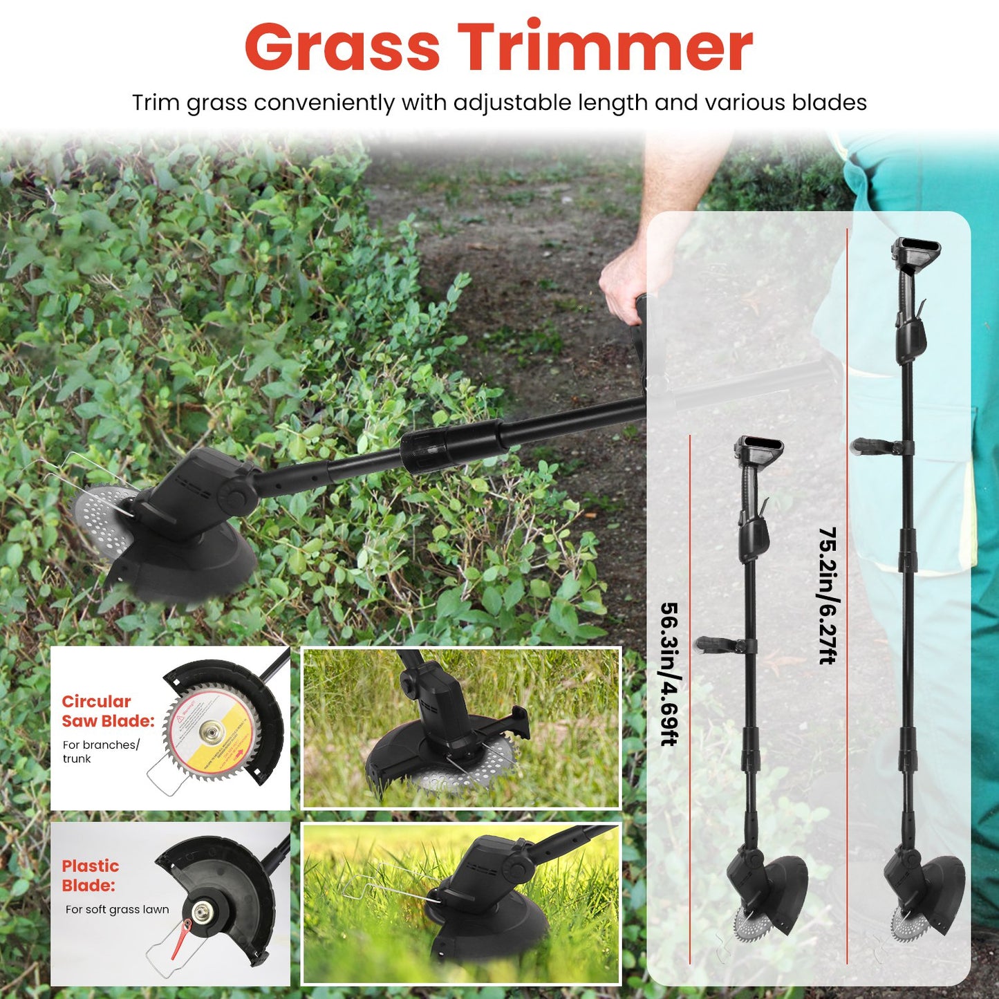 3-in-1 Cordless Pole Saw & Mini Chainsaw Garden Trimmer Kit with Adjustable Length