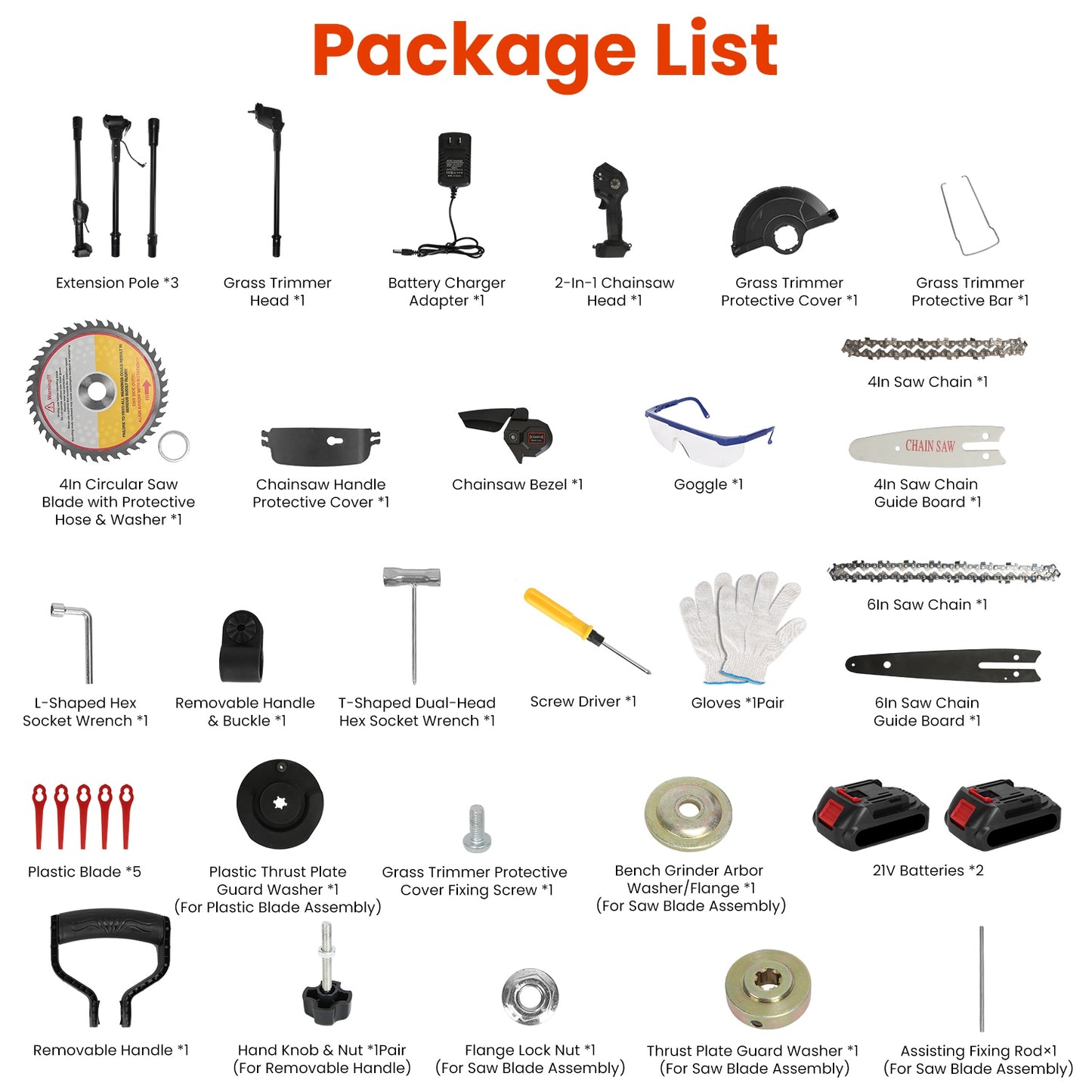 3-in-1 Cordless Pole Saw & Mini Chainsaw Garden Trimmer Kit with Adjustable Length