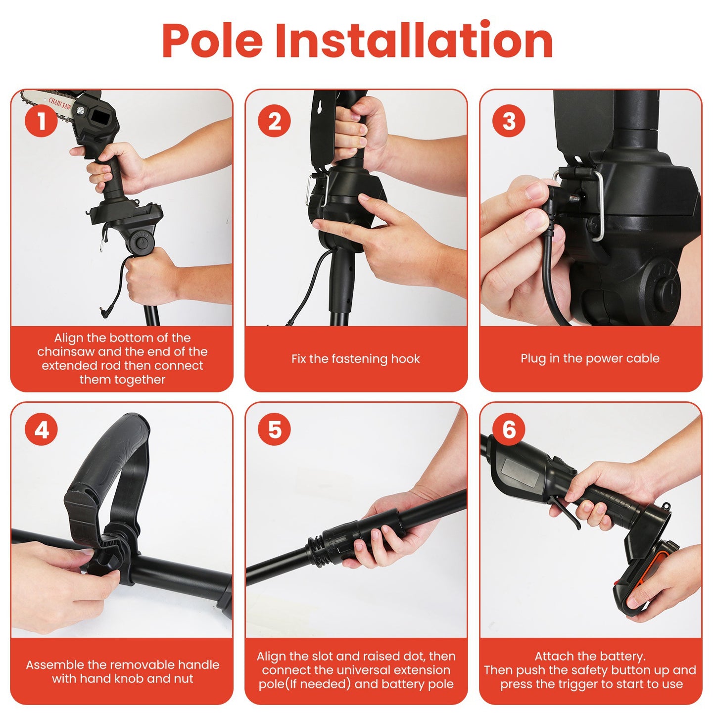 3-in-1 Cordless Pole Saw & Mini Chainsaw Garden Trimmer Kit with Adjustable Length