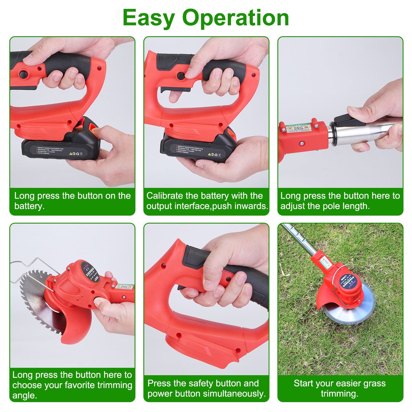 Cordless Grass Trimmer Kit with Blades Batteries & Accessories for Lawn Maintenance