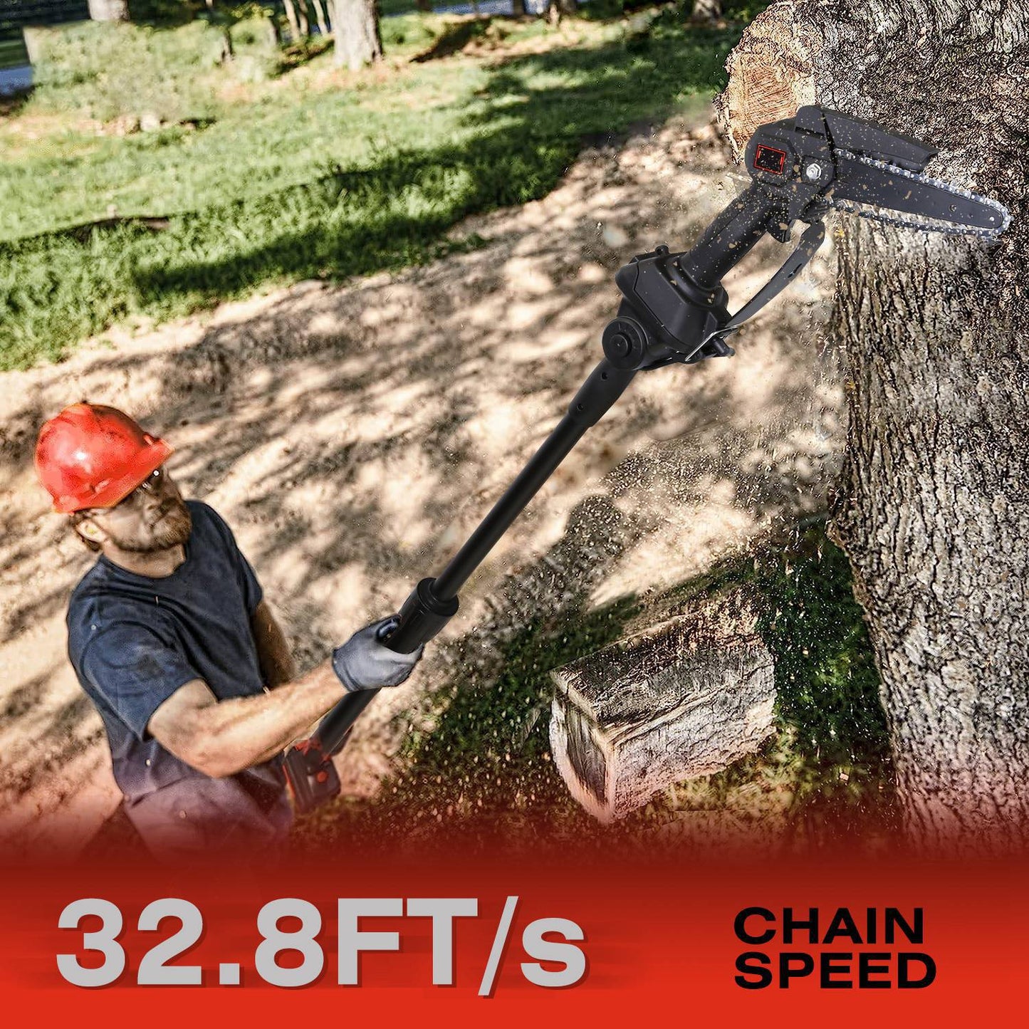 Cordless 2-in-1 Pole Saw & Mini Chainsaw Set with 2 Batteries for Tree Trimming