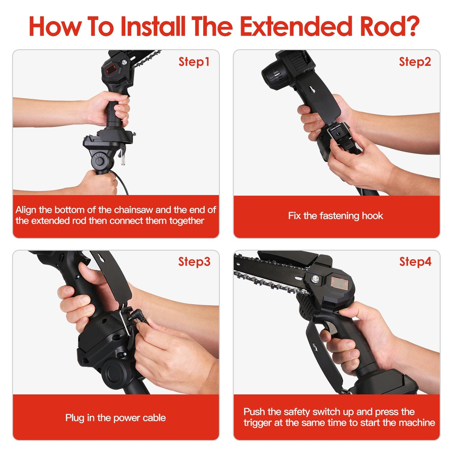 Cordless 2-in-1 Pole Saw & Mini Chainsaw Set with 2 Batteries for Tree Trimming