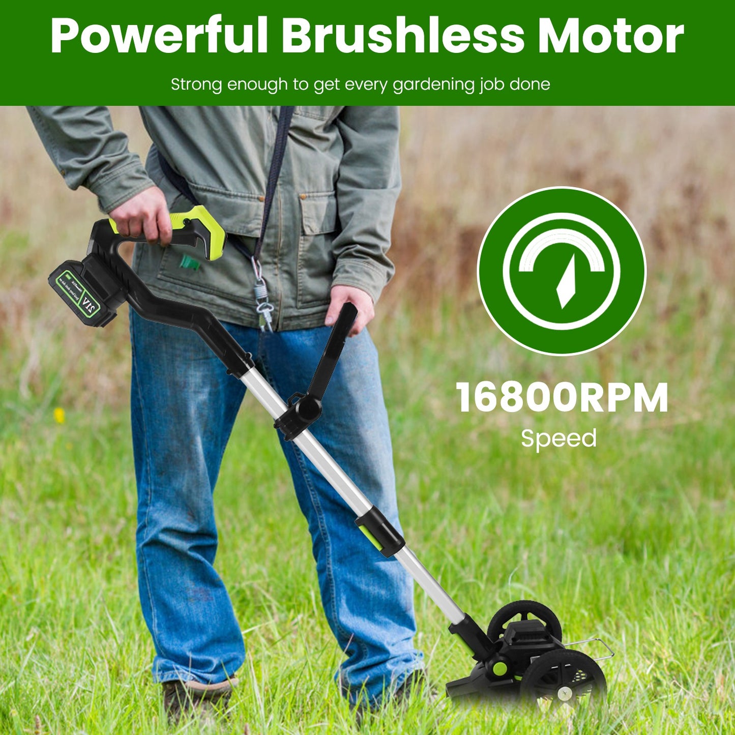 Cordless Weed Edger Trimmer Kit with 2 Batteries, Rotatable Head, 3 Blades