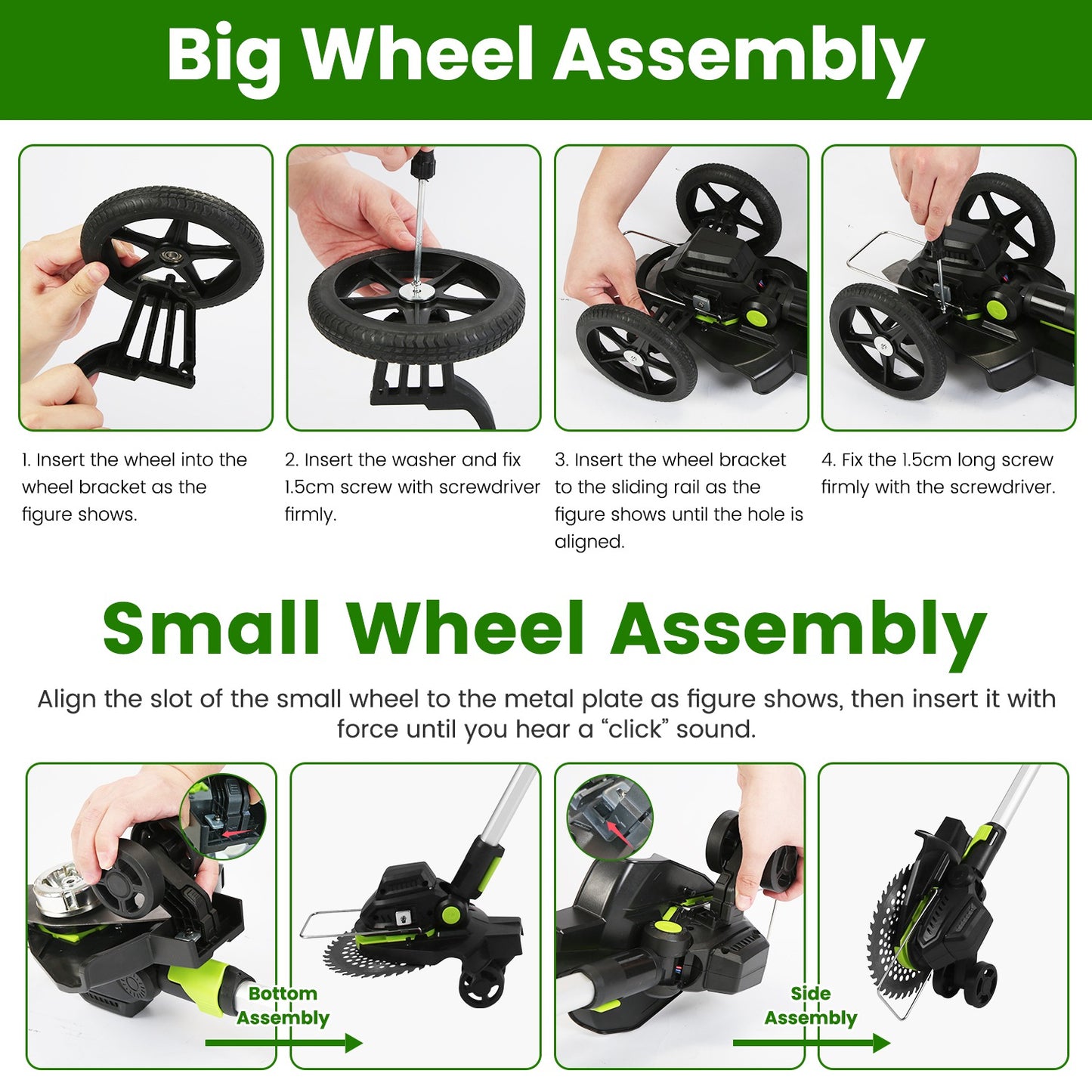 Cordless Weed Edger Trimmer Kit with 2 Batteries, Rotatable Head, 3 Blades
