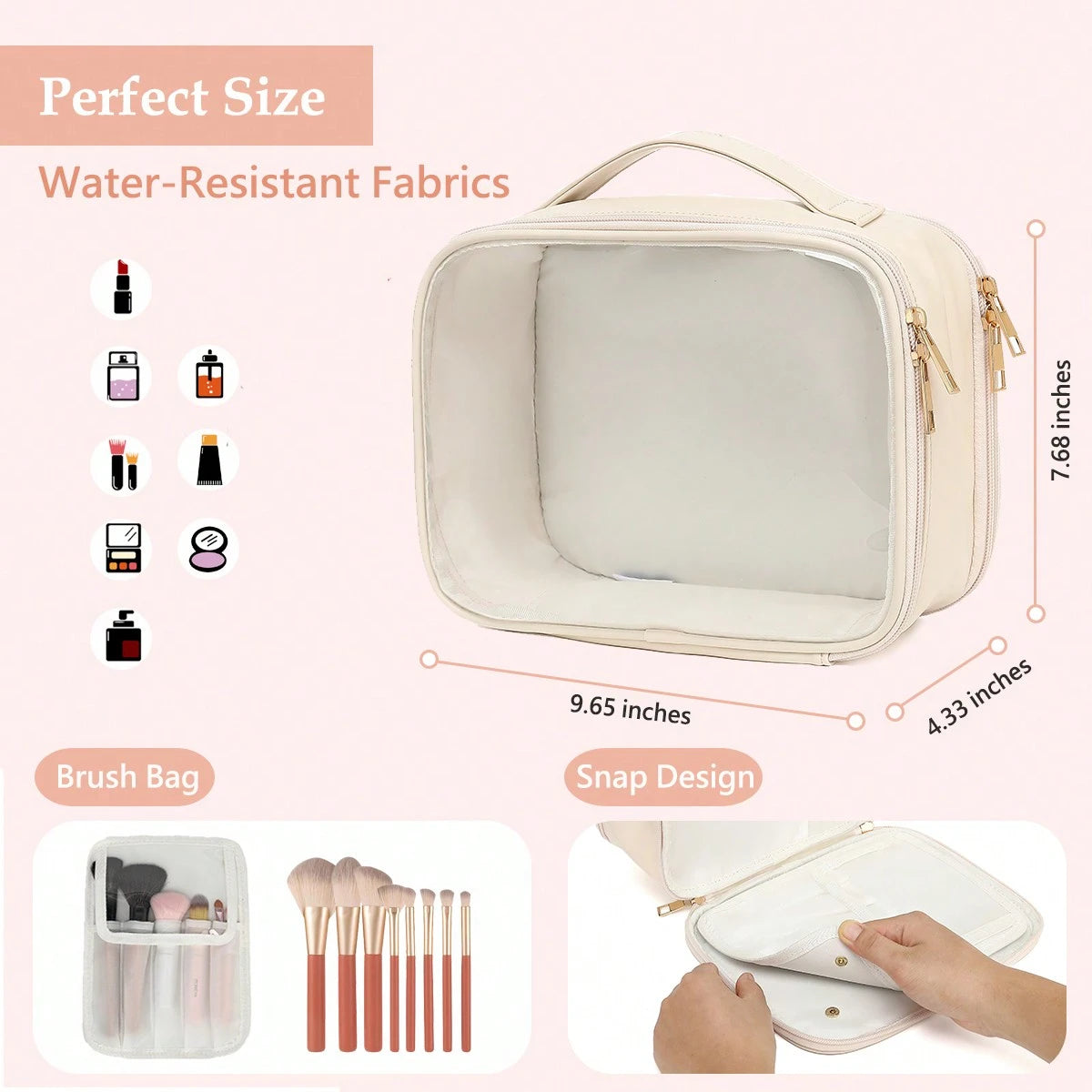 Clear Makeup Bag For Women, Cosmetic Travel Toiletry Bags Organizer