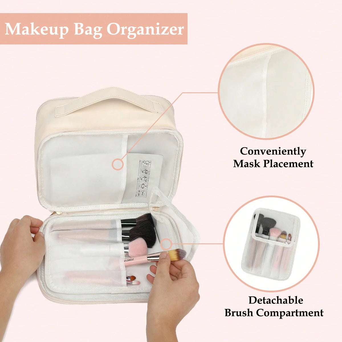Clear Makeup Bag For Women, Cosmetic Travel Toiletry Bags Organizer
