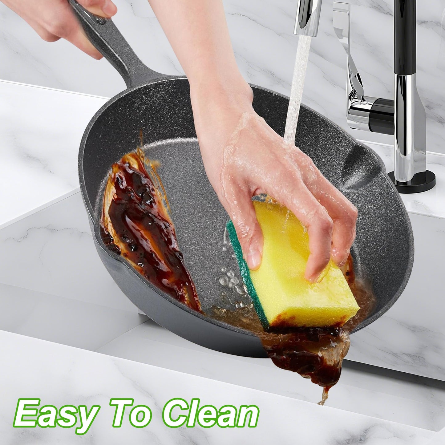 Pre-Seasoned Cast Iron Skillet Set - 3 Pcs (6in, 8in, 10in)