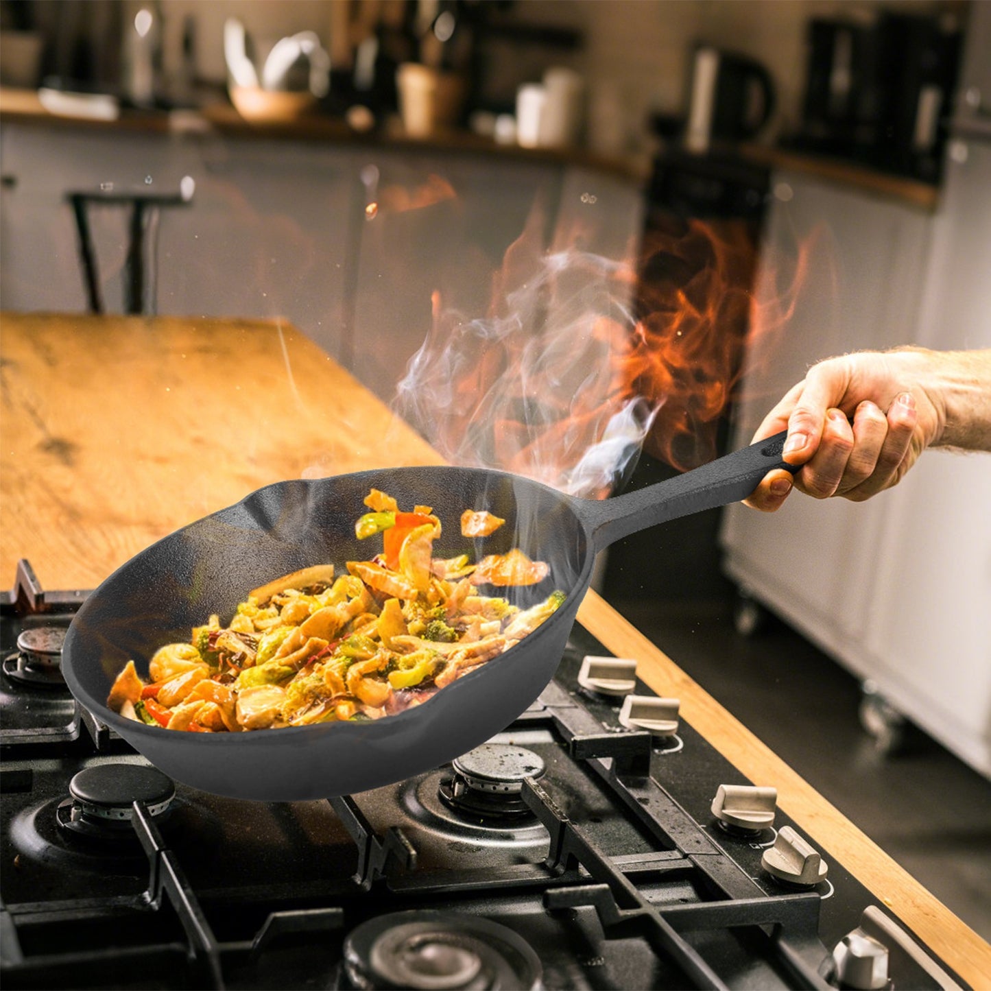 Pre-Seasoned Cast Iron Skillet Set - 3 Pcs (6in, 8in, 10in)