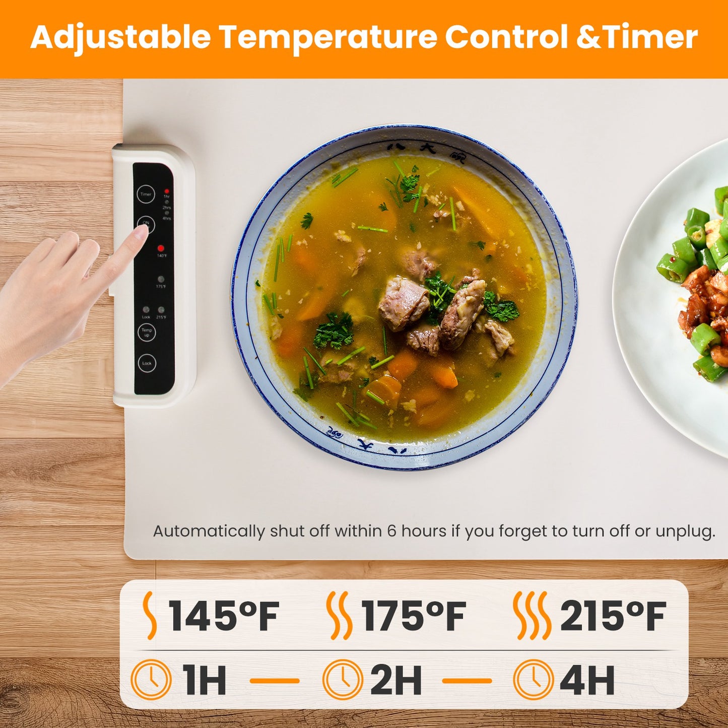 Electric Warming Tray with Adjustable Temperature Control - Creamy White