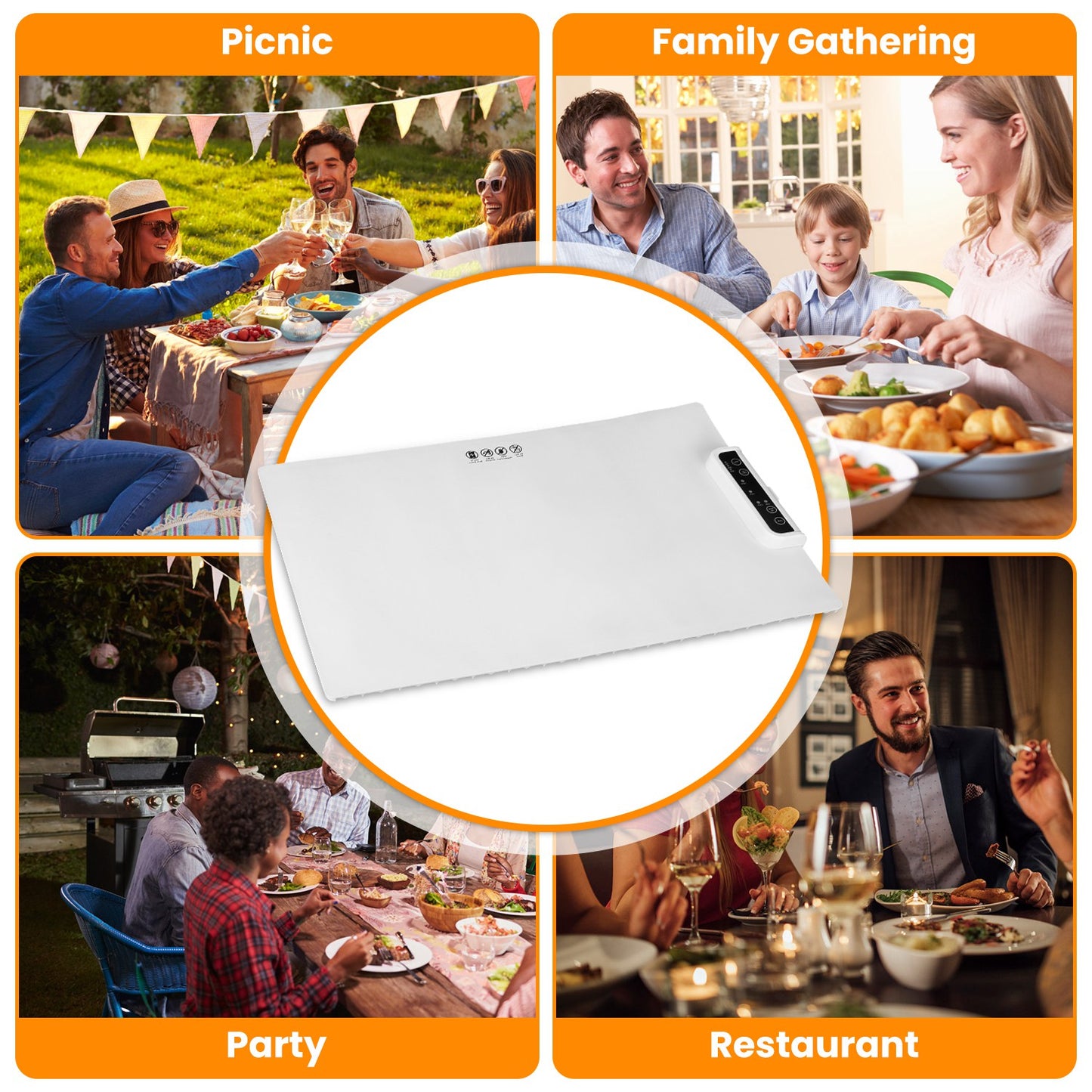 Electric Warming Tray with Adjustable Temperature Control - Creamy White