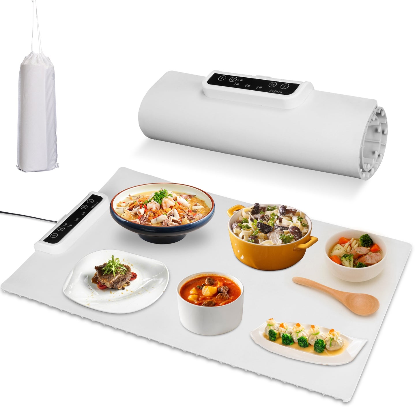 Electric Warming Tray with Adjustable Temperature Control - Creamy White