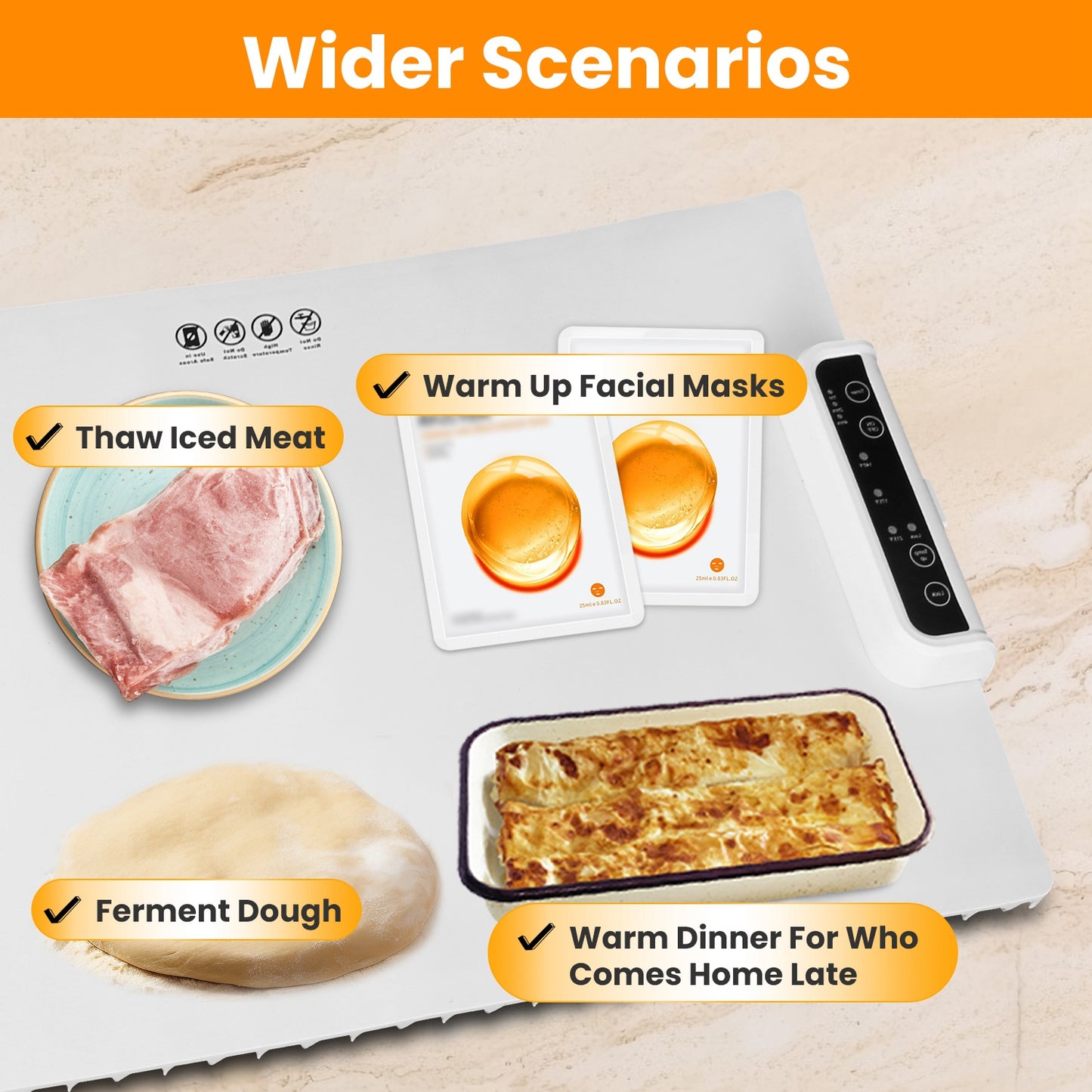 Electric Warming Tray with Adjustable Temperature Control - Creamy White
