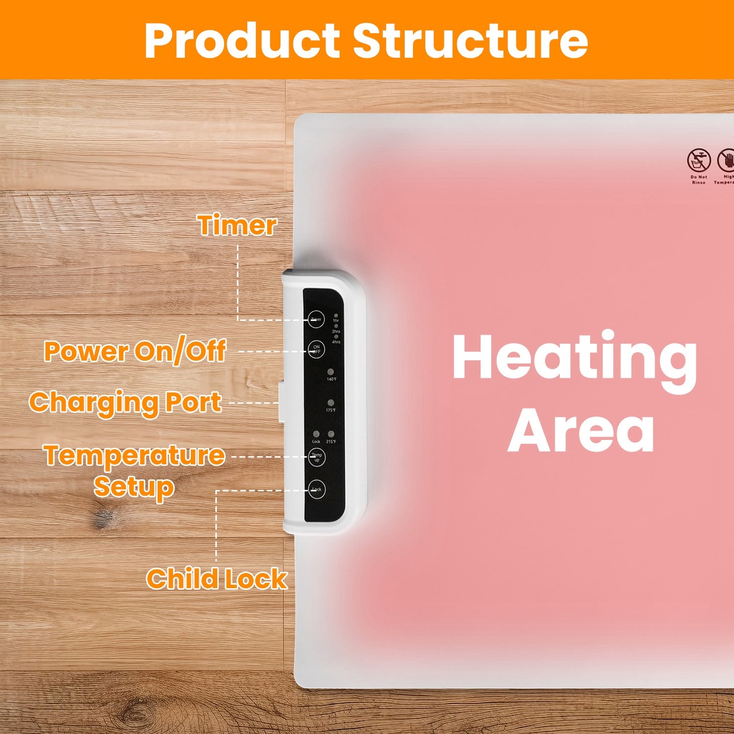 Electric Warming Tray with Adjustable Temperature Control - Creamy White