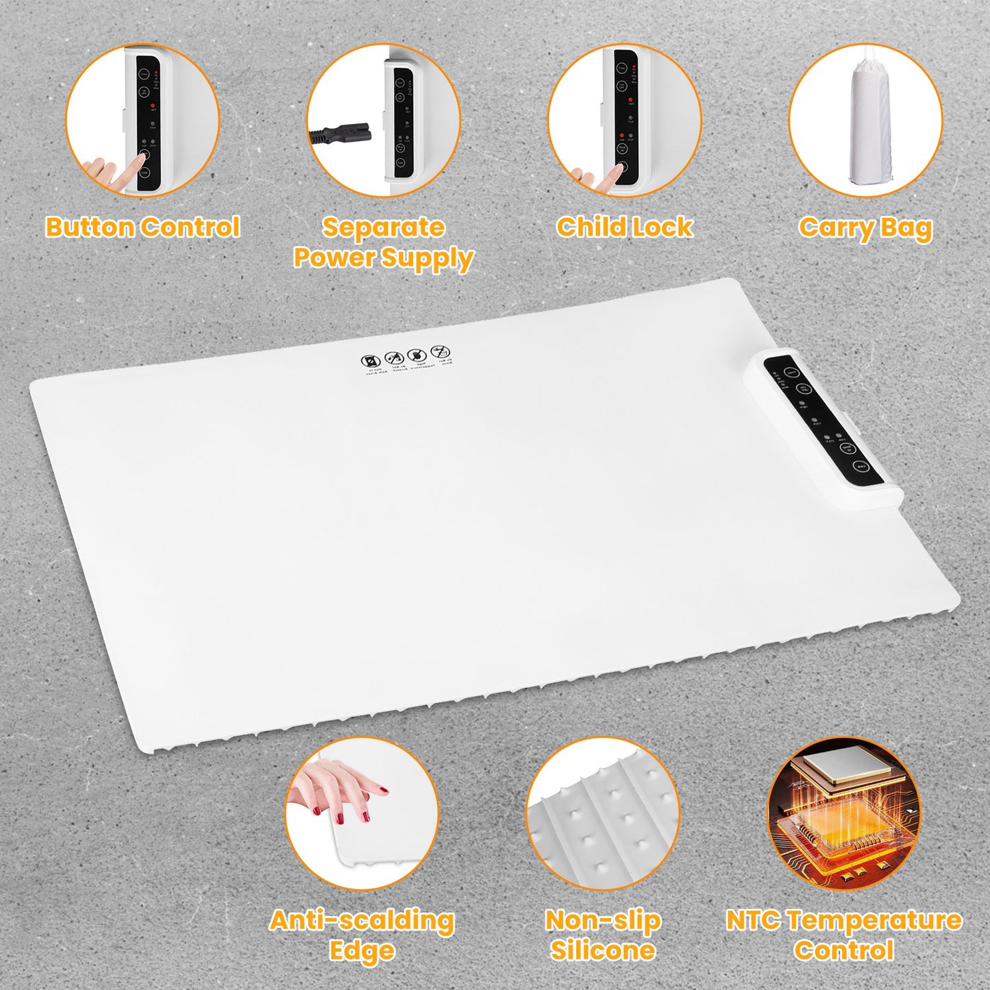 Electric Warming Tray with Adjustable Temperature Control - Creamy White