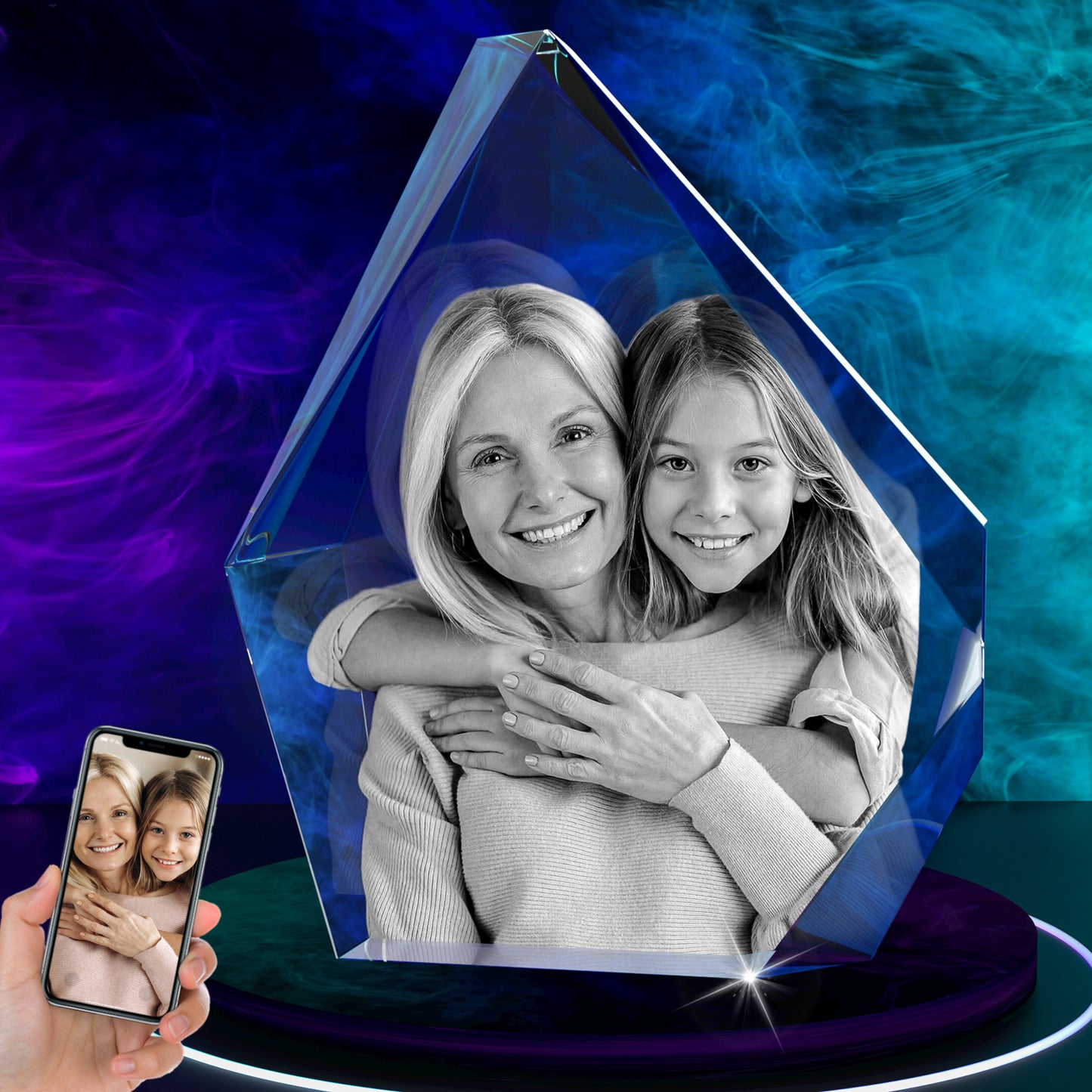 Custom 3D Crystal Photo Engraved Gift - Personalized Keepsake