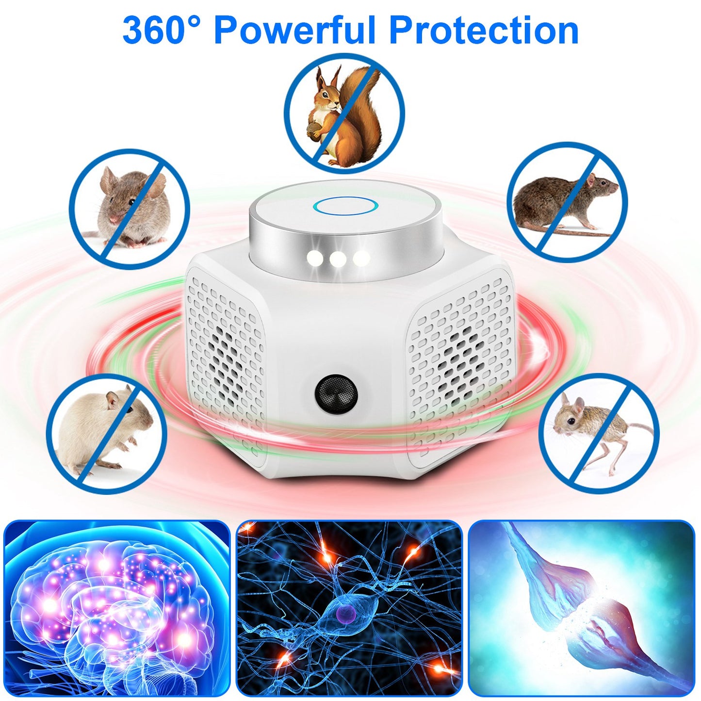360° Ultrasonic Rodent Chaser - Effective Pest Repellent