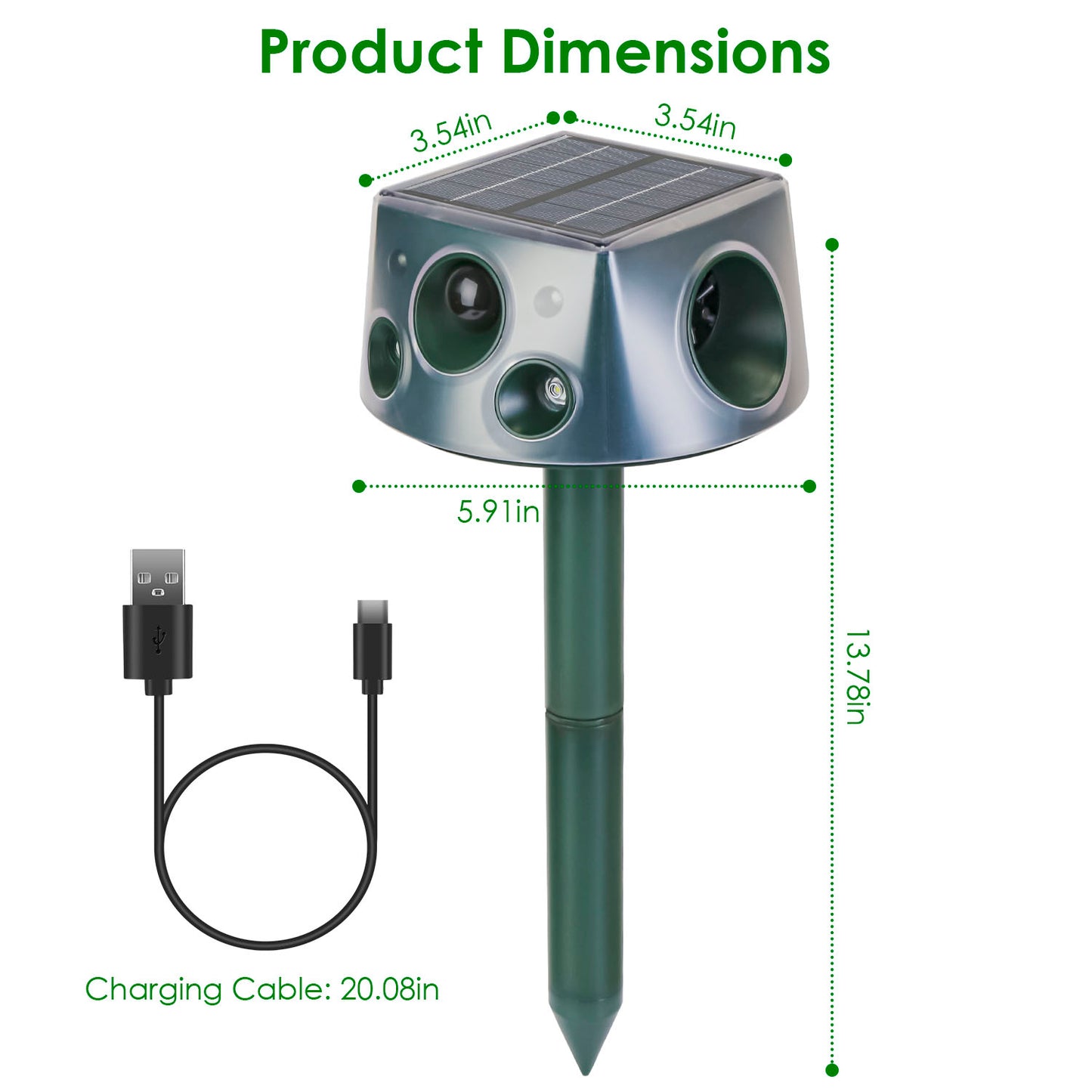 Ultrasonic Solar Animal Repeller with Motion Sensor - 1Pc