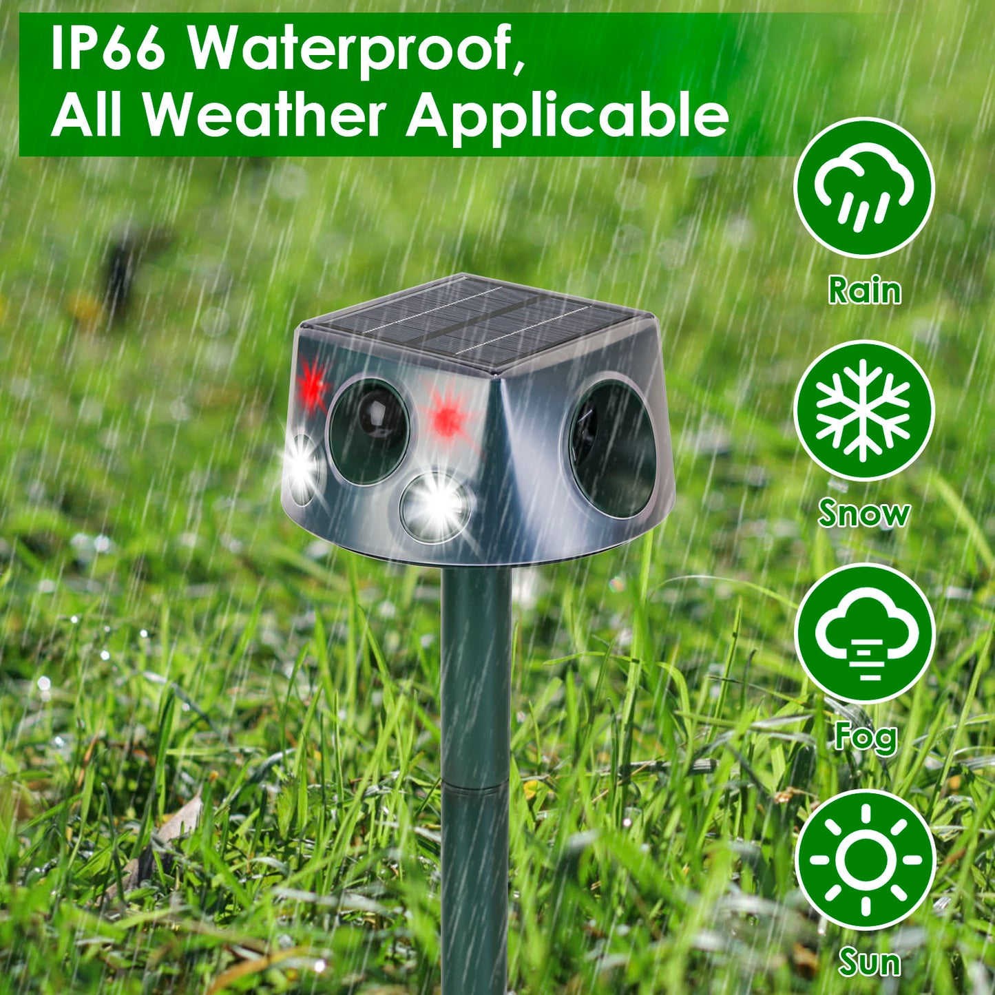 Ultrasonic Solar Animal Repeller with Motion Sensor - 1Pc