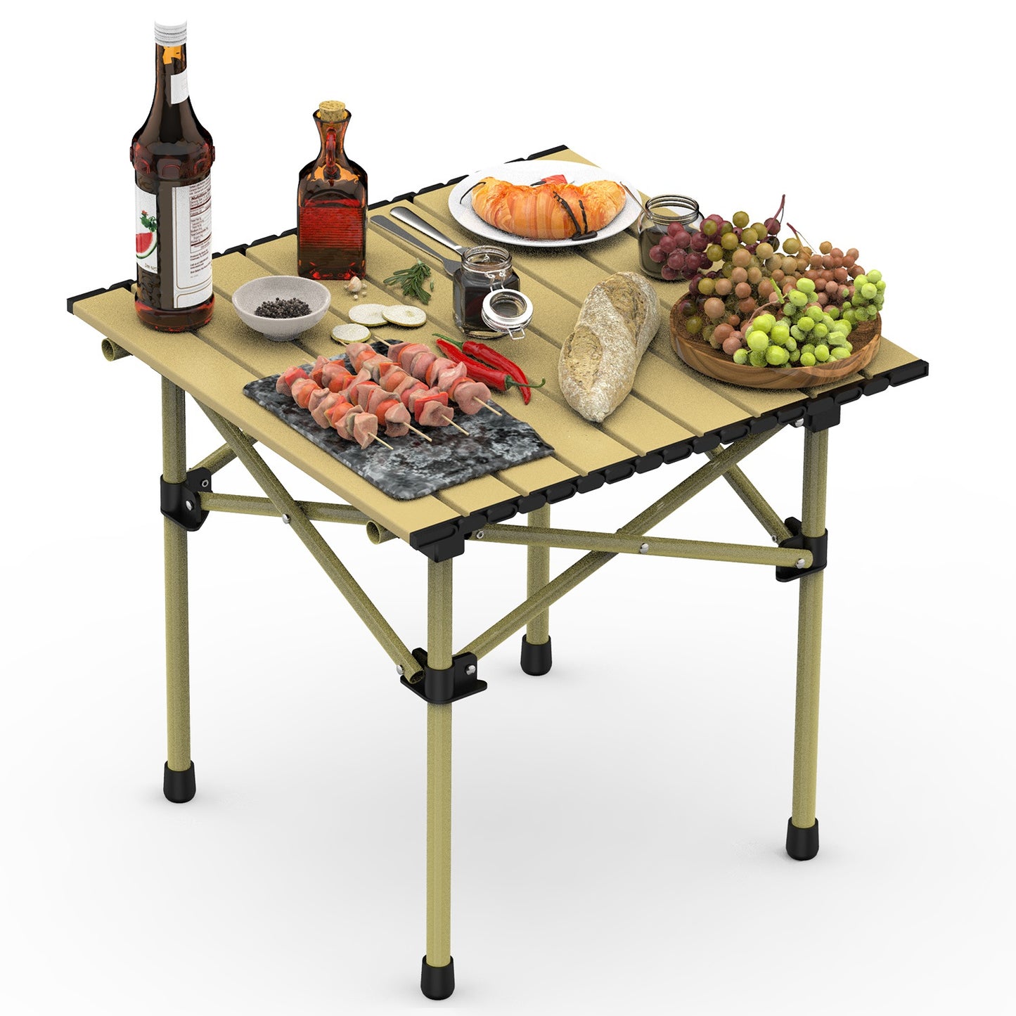 Portable Folding Camping Table - Lightweight Carbon Steel, Multiple Sizes