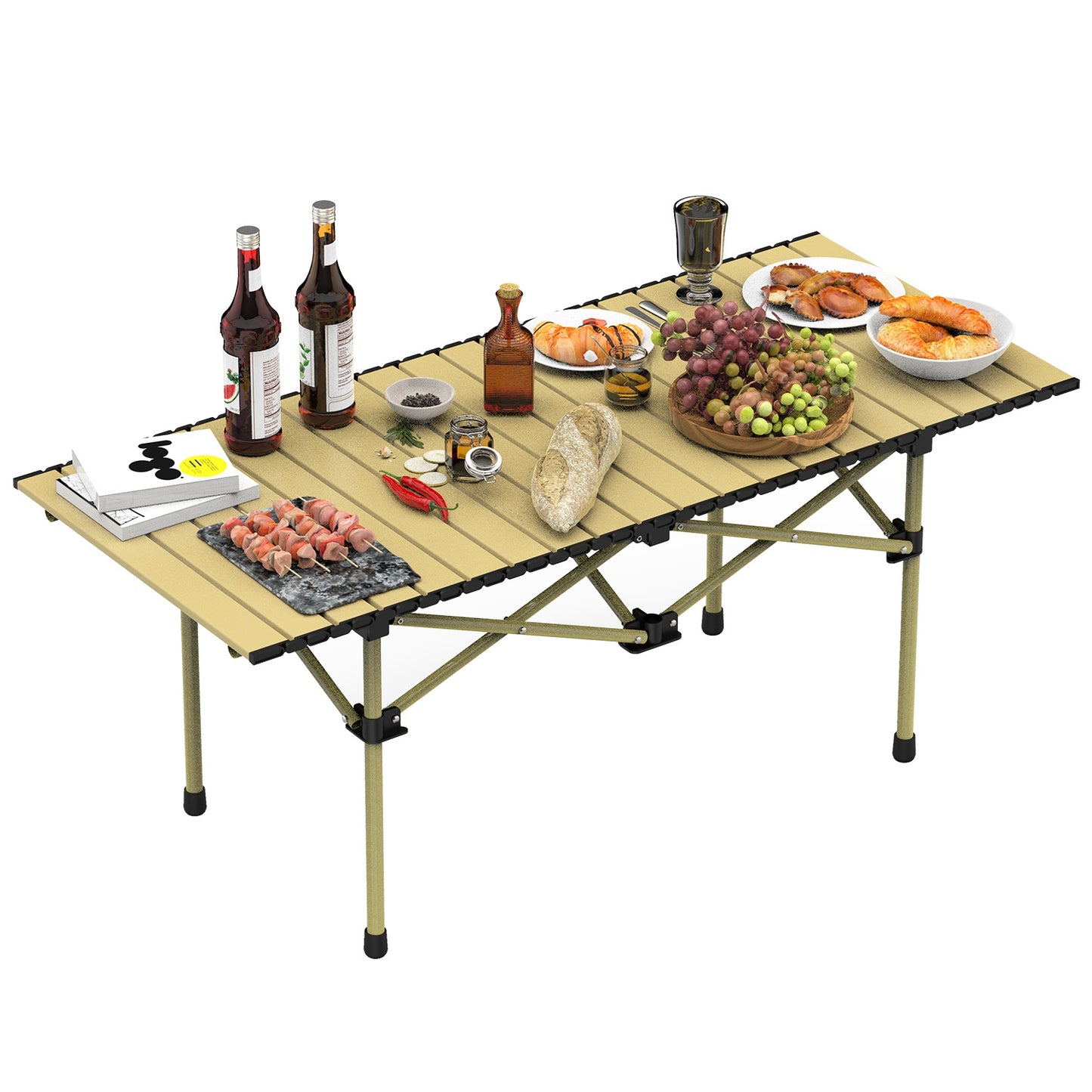Portable Folding Camping Table - Lightweight Carbon Steel, Multiple Sizes
