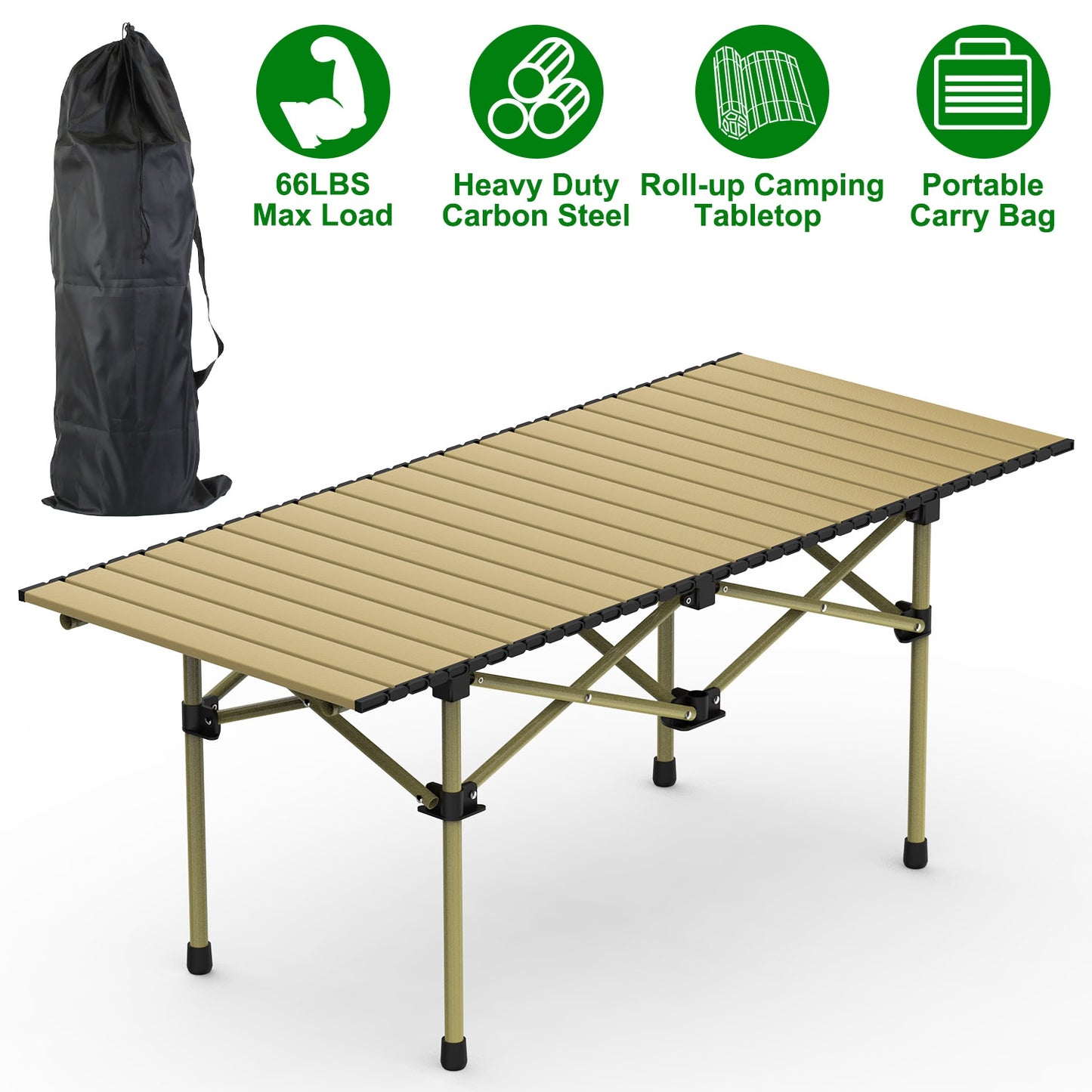 Portable Folding Camping Table - Lightweight Carbon Steel, Multiple Sizes