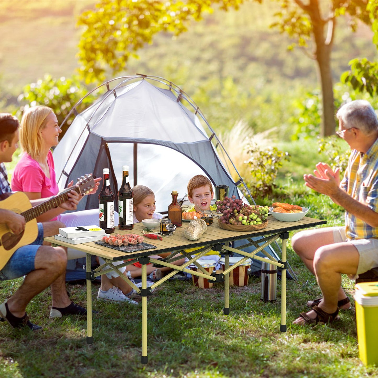 Portable Folding Camping Table - Lightweight Carbon Steel, Multiple Sizes