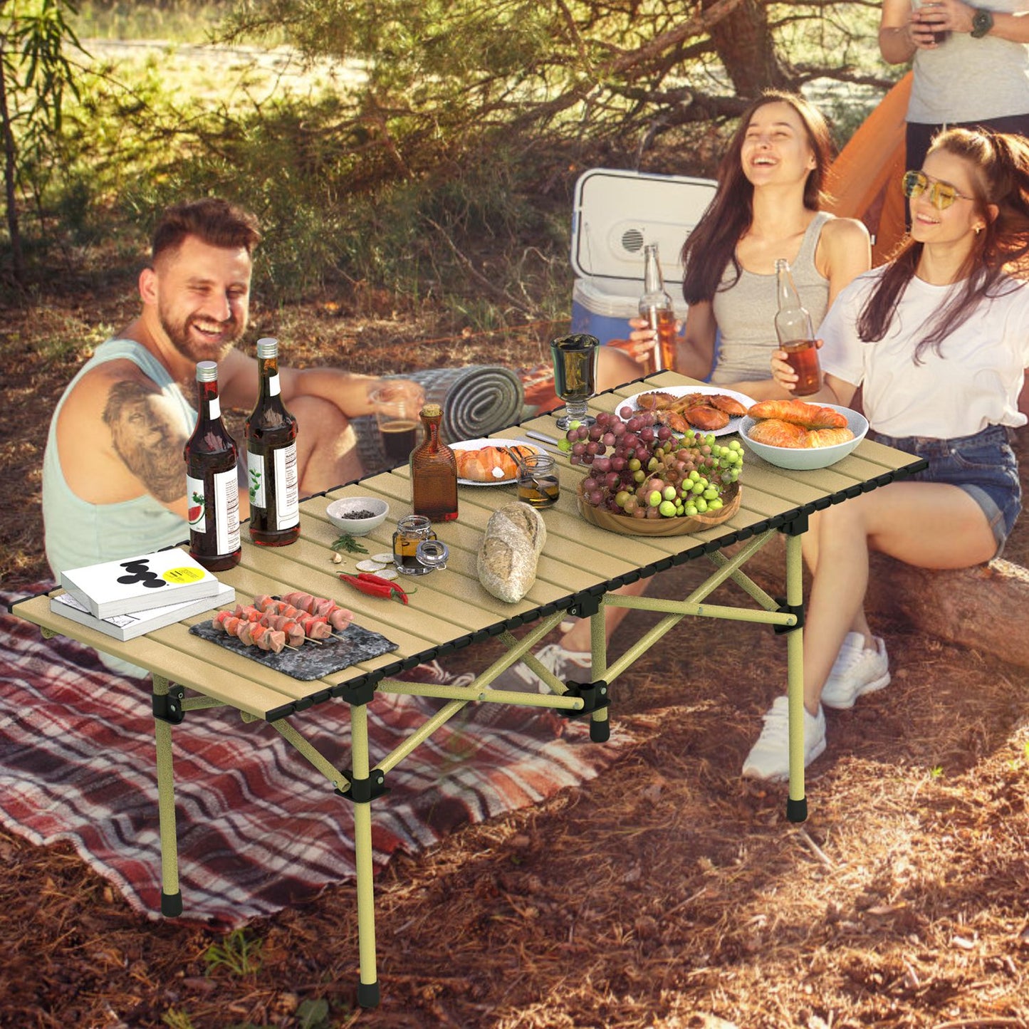 Portable Folding Camping Table - Lightweight Carbon Steel, Multiple Sizes